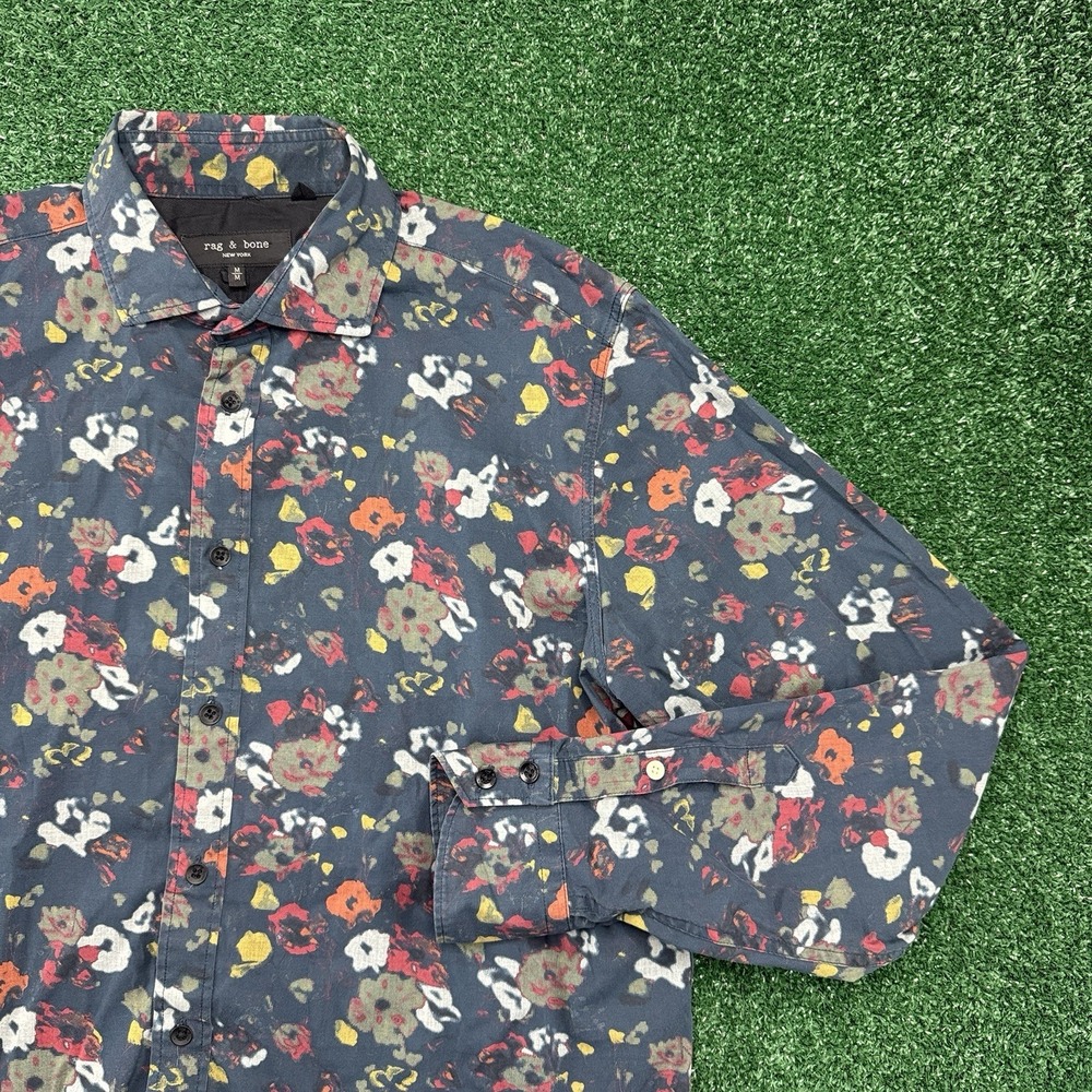 Rag & Bone New York Men's Long Sleeve Button Shirt Size Medium Floral Print